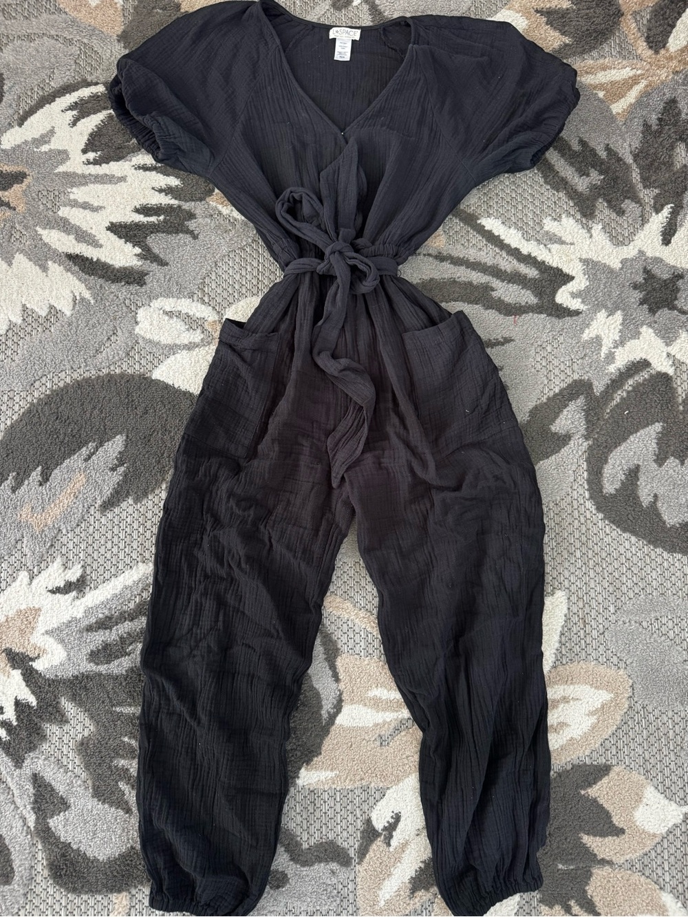 l*space Black Gauze Tie-Front Jumpsuit with Pockets